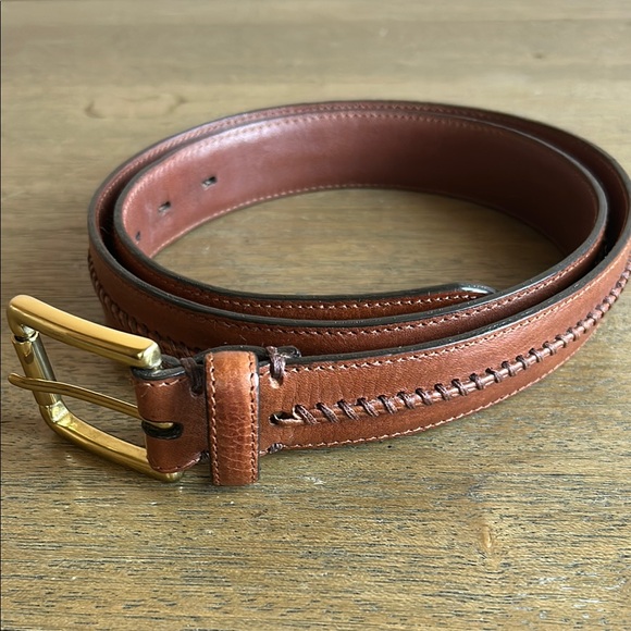 Cole Haan Red Label Vintage Men's Brown Leather Belt. Sz 34. Solid Brass Buckle. - Picture 1 of 11